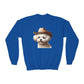 Maltese Wearing Cowboy Hat Youth Crewneck Sweatshirt - Too Cute Pets