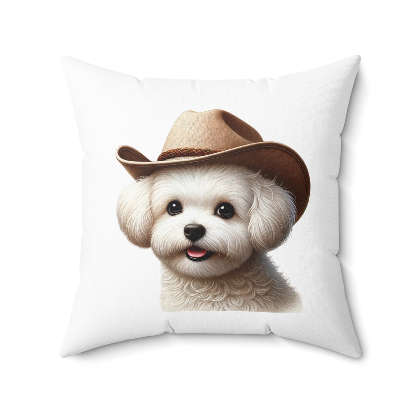 Maltese Wearing a Cowgirl Hat - Throw Pillow