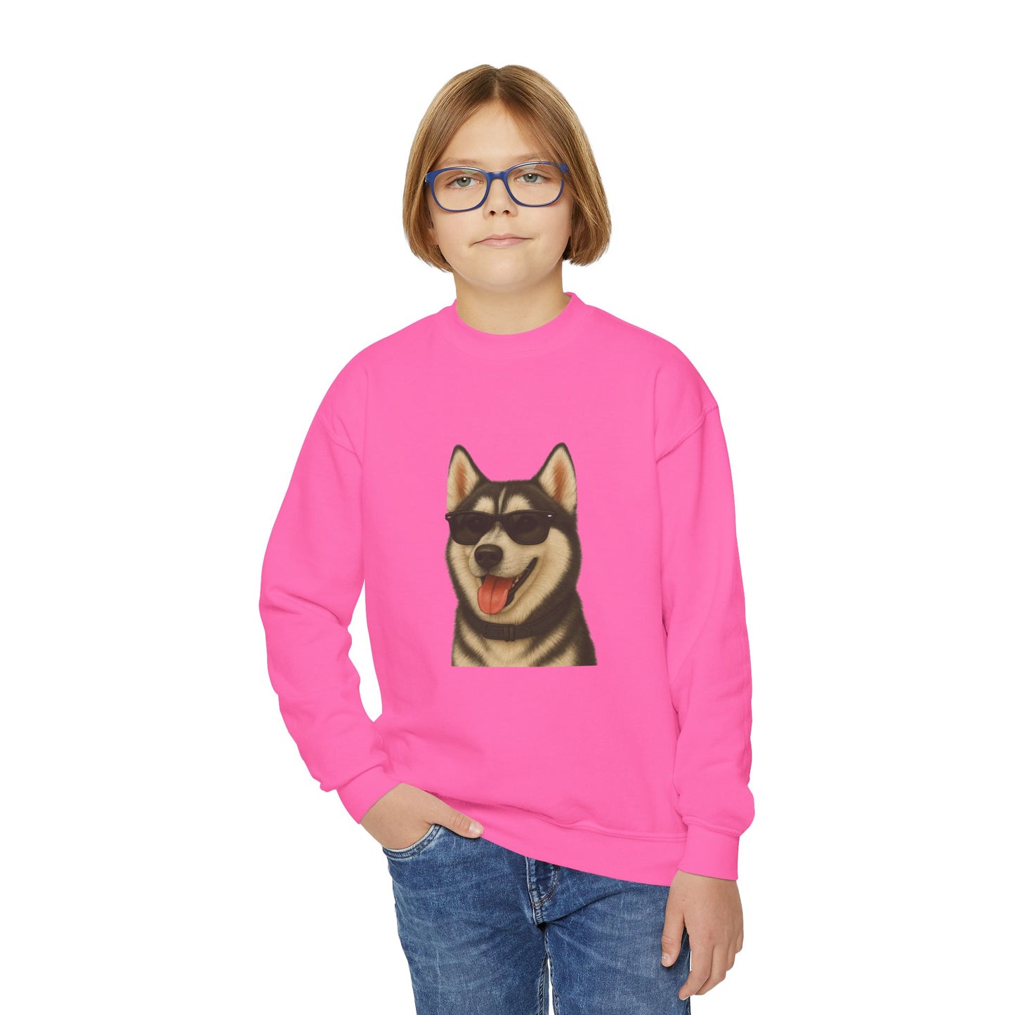 Siberian Husky Wearing Sunglasses - Youth Sweatshirt