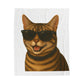 Tabby Cat Wearing Sunglasses - Sherpa Blanket