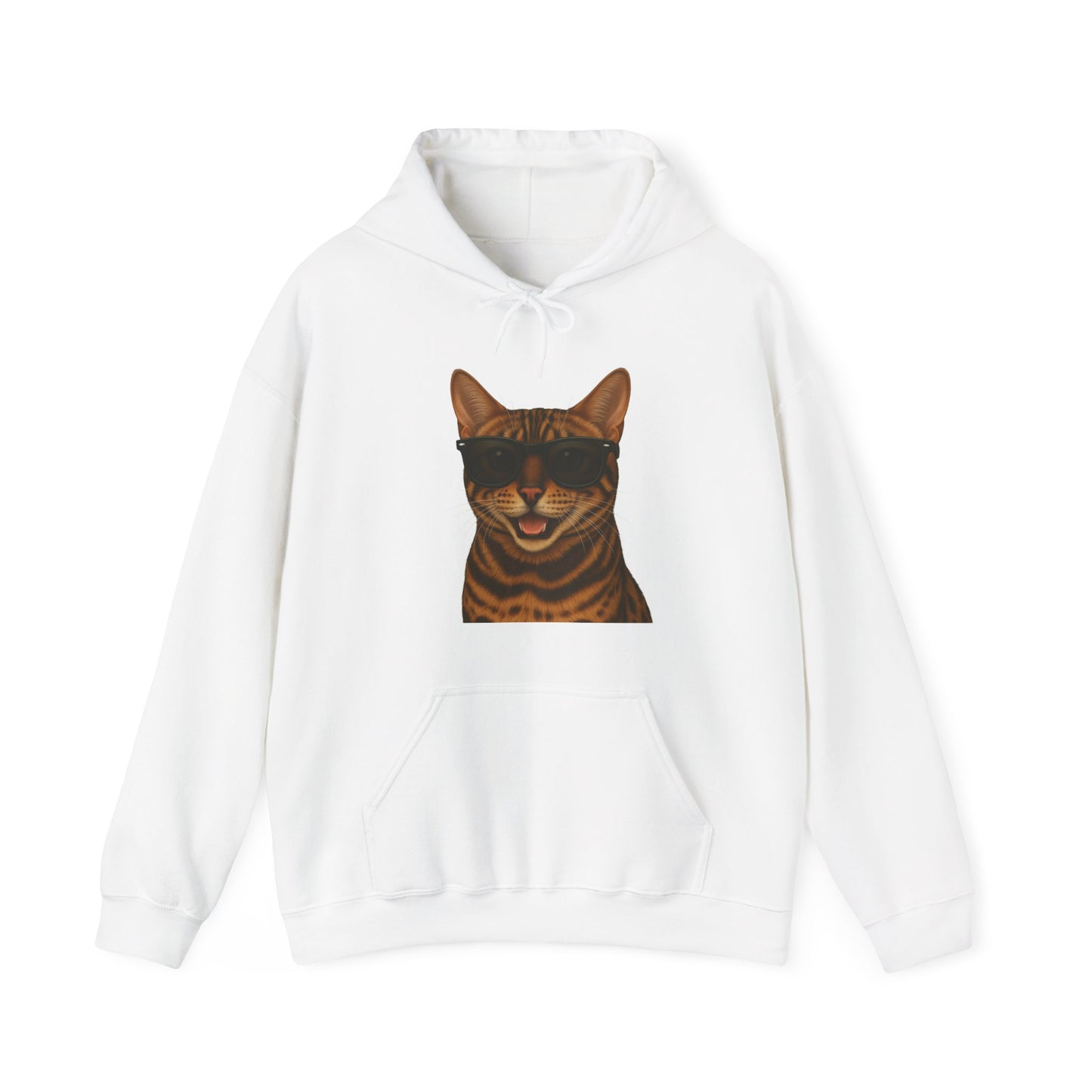 Bengal Cat Wearing Sunglasses - Adult Hoodie