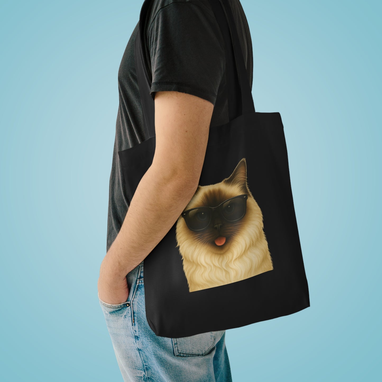 Ragdoll Cat Wearing Sunglasses Cotton Tote Bag