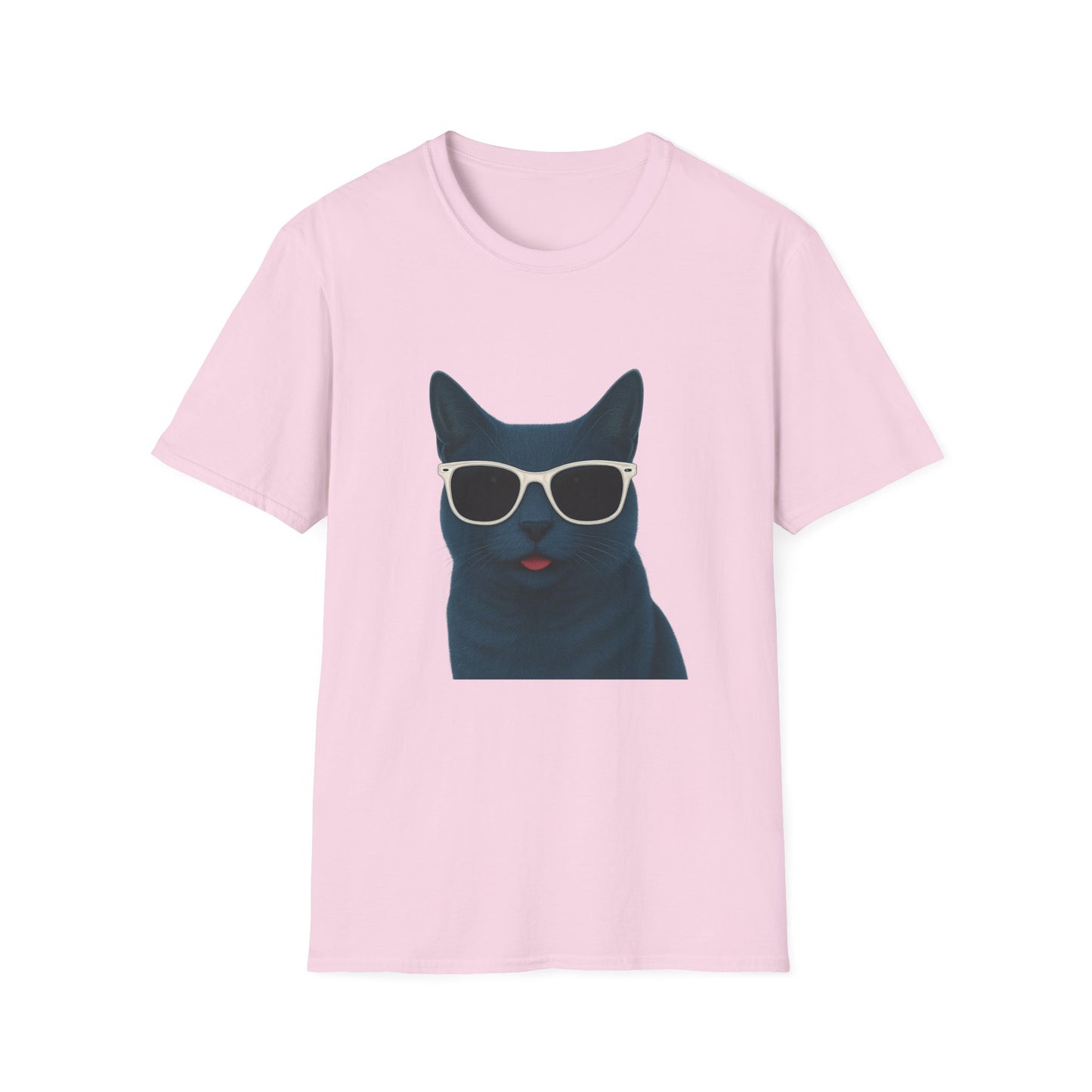 Russian Blue Cat Wearing Sunglasses - Adult T-Shirt