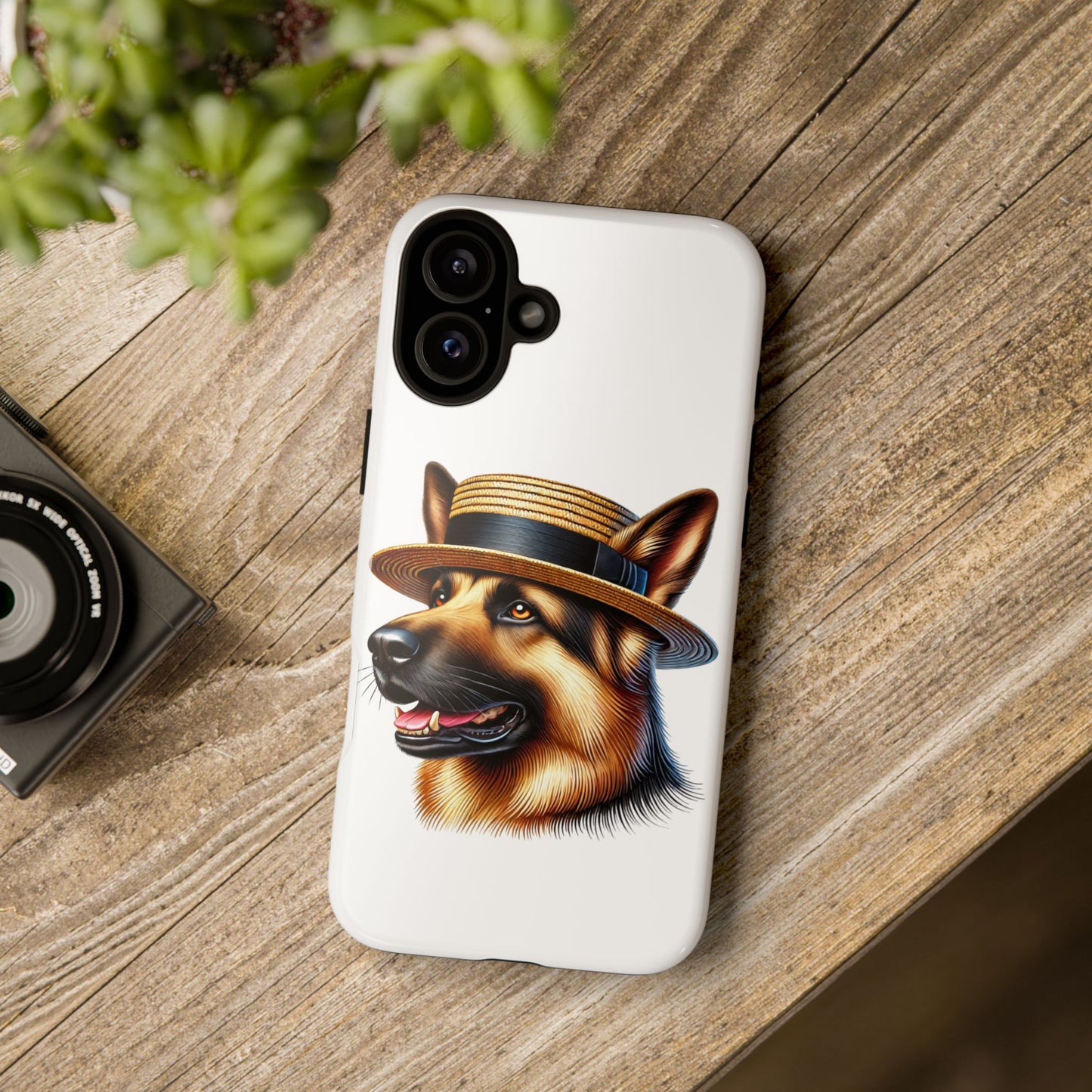 German Shepherd Wearing a Boater Hat - Tough Phone Case