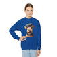 Aerdale Terrier Wearing Tweed Flat Cap- Youth Crewneck Sweatshirt - Too Cute Pets