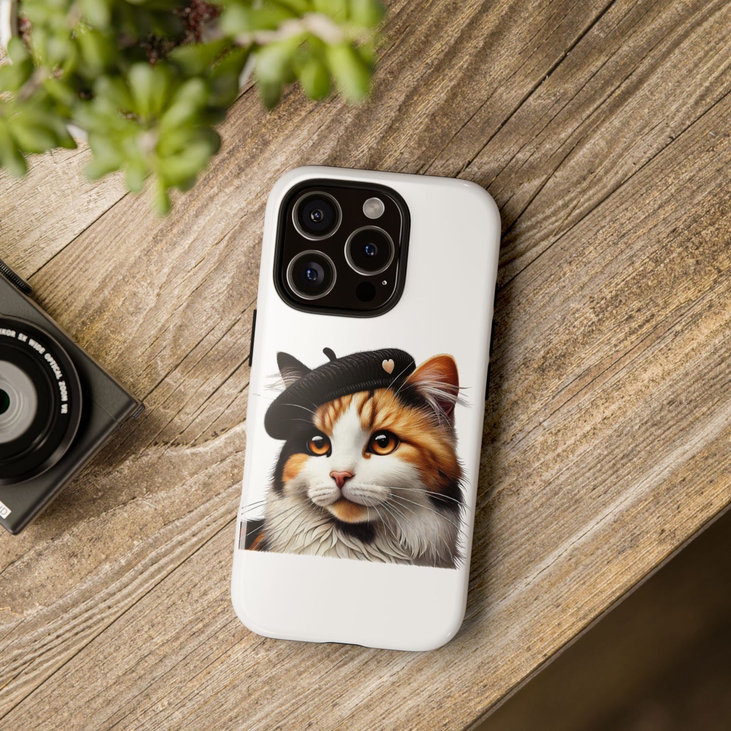 Calico Cat Wearing a Beret - Tough Phone Case