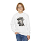 Aerdale Terrier Wearing Tweed Flat Cap (Black & White) Youth Crewneck Sweatshirt - Too Cute Pets