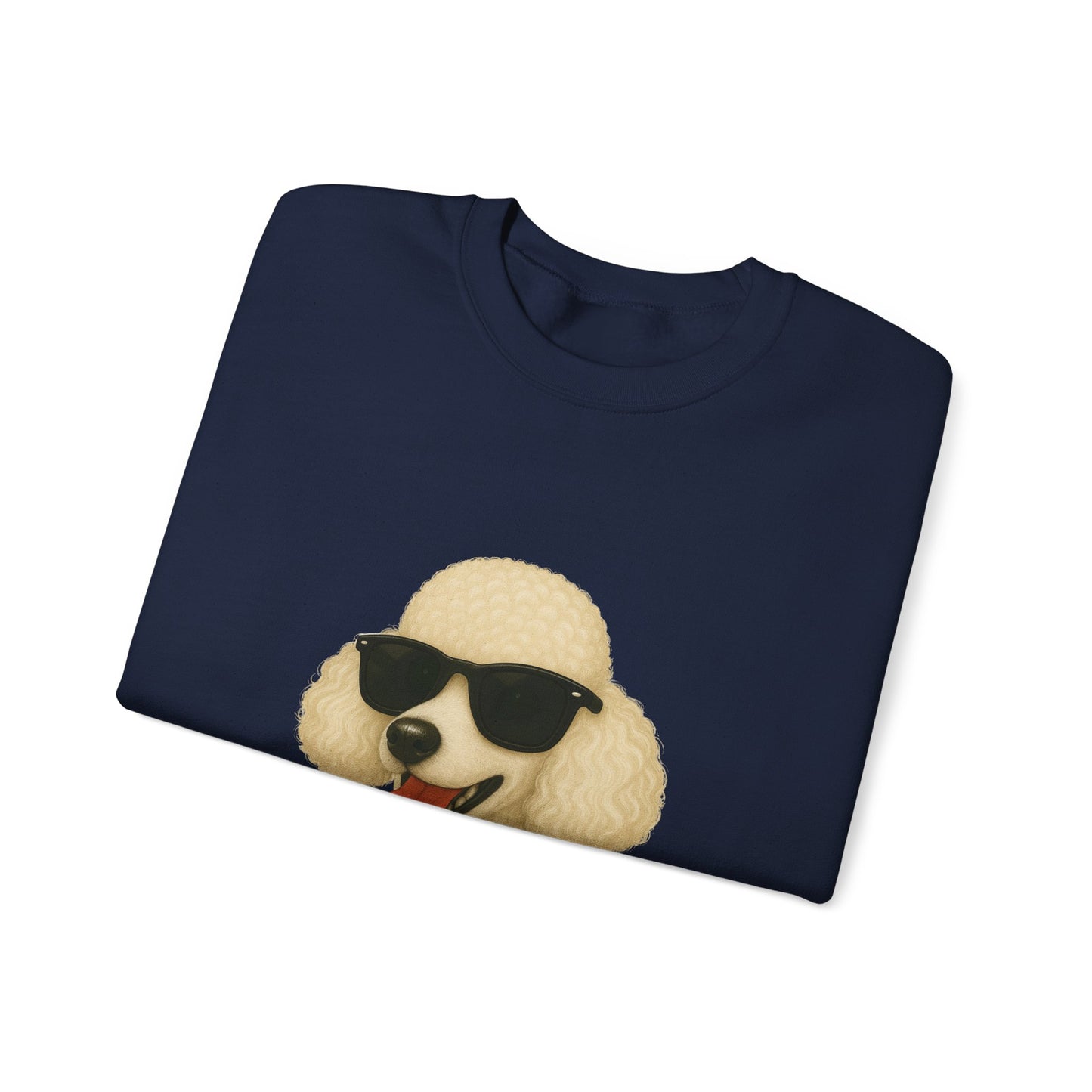 White Poodle Wearing Sunglasses - Adult Crewneck Sweatshirt