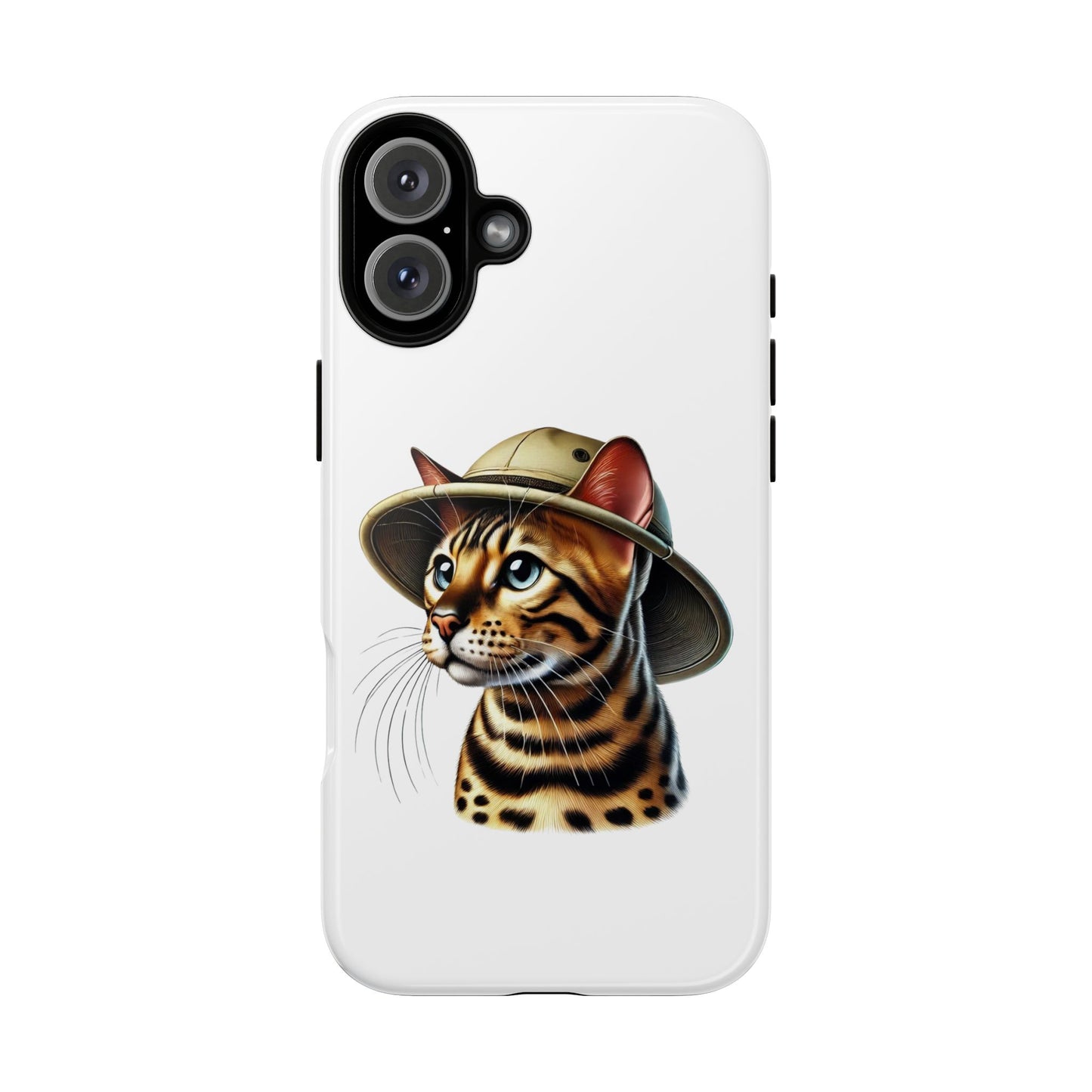Bengal Cat Wearing a Safari Hat - Tough Phone Case