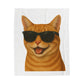 Orange Tabby Cat Wearing Sunglasses - Sherpa Blanket