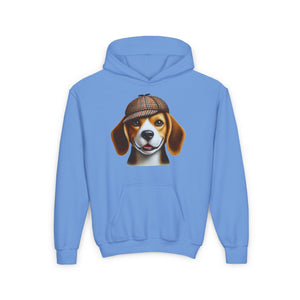 Beagle With Deerstalker Hat Hooded Youth Sweatshirt - Too Cute Pets