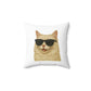 Cream Longhair Cat Wearing Sunglasses - Throw Pillow