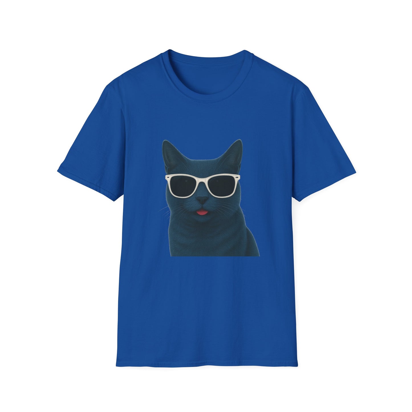 Russian Blue Cat Wearing Sunglasses - Adult T-Shirt