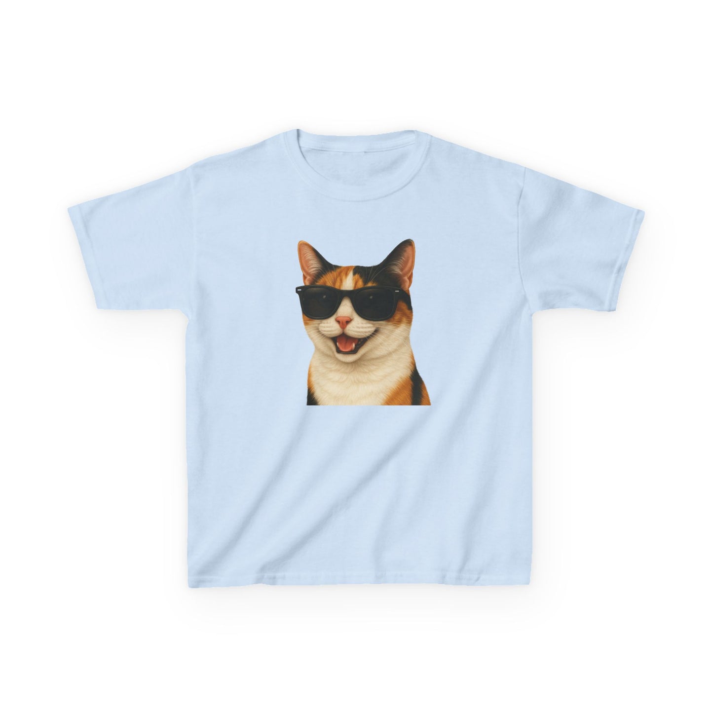 Calico Shorthair Cat Wearing Sunglasses Kids Tee