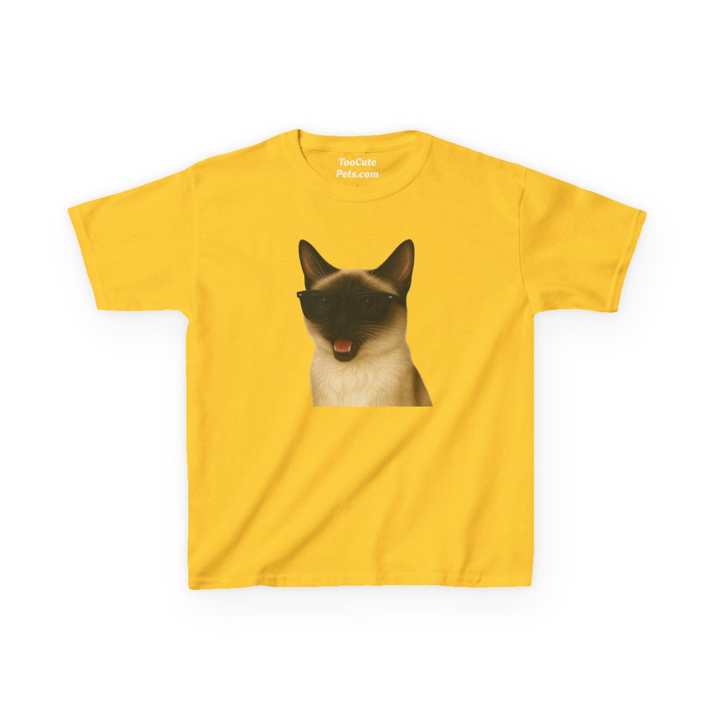 Siamese Cat Wearing Sunglasses Kids Tee