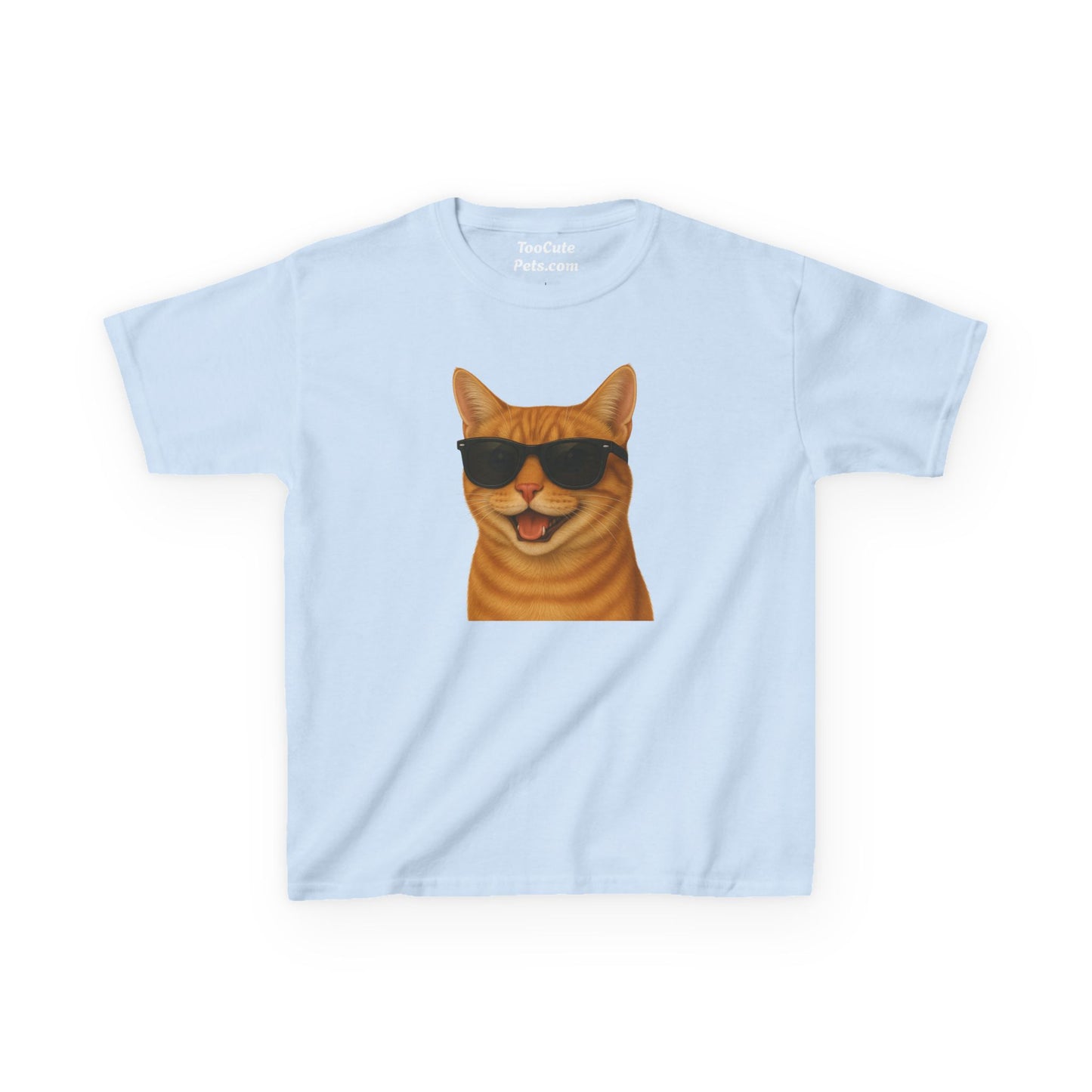 Domestic Shorthaired Orange Tabby Cat Wearing Sunglasses Kids Tee