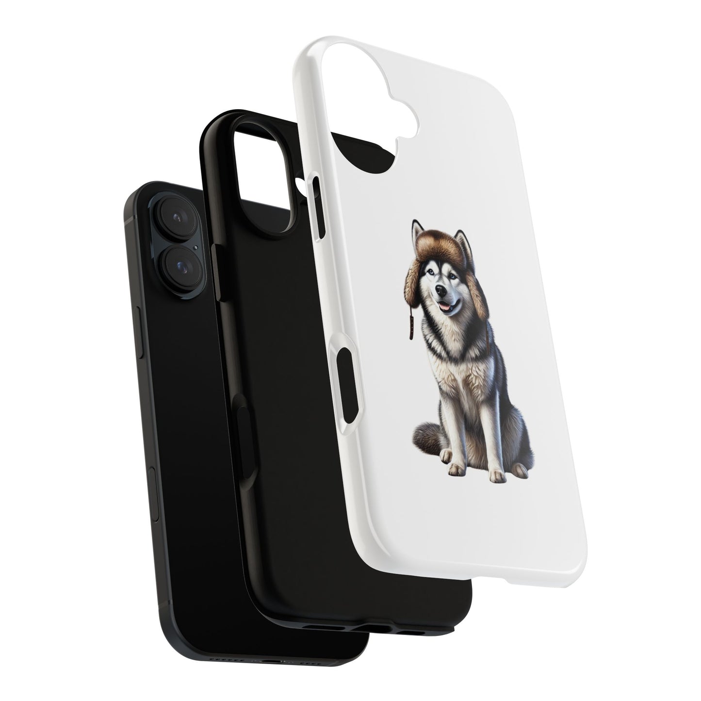 Husky Wearing a Fur Hunter Hat - Tough Phone Case