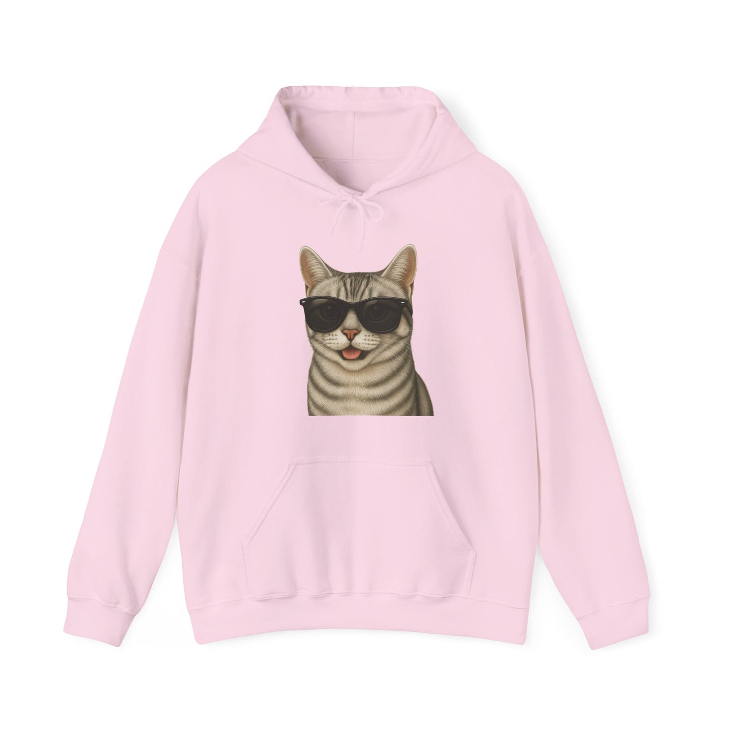 American Shorthair Silver Tabby Wearing Sunglasses - Adult Hoodie