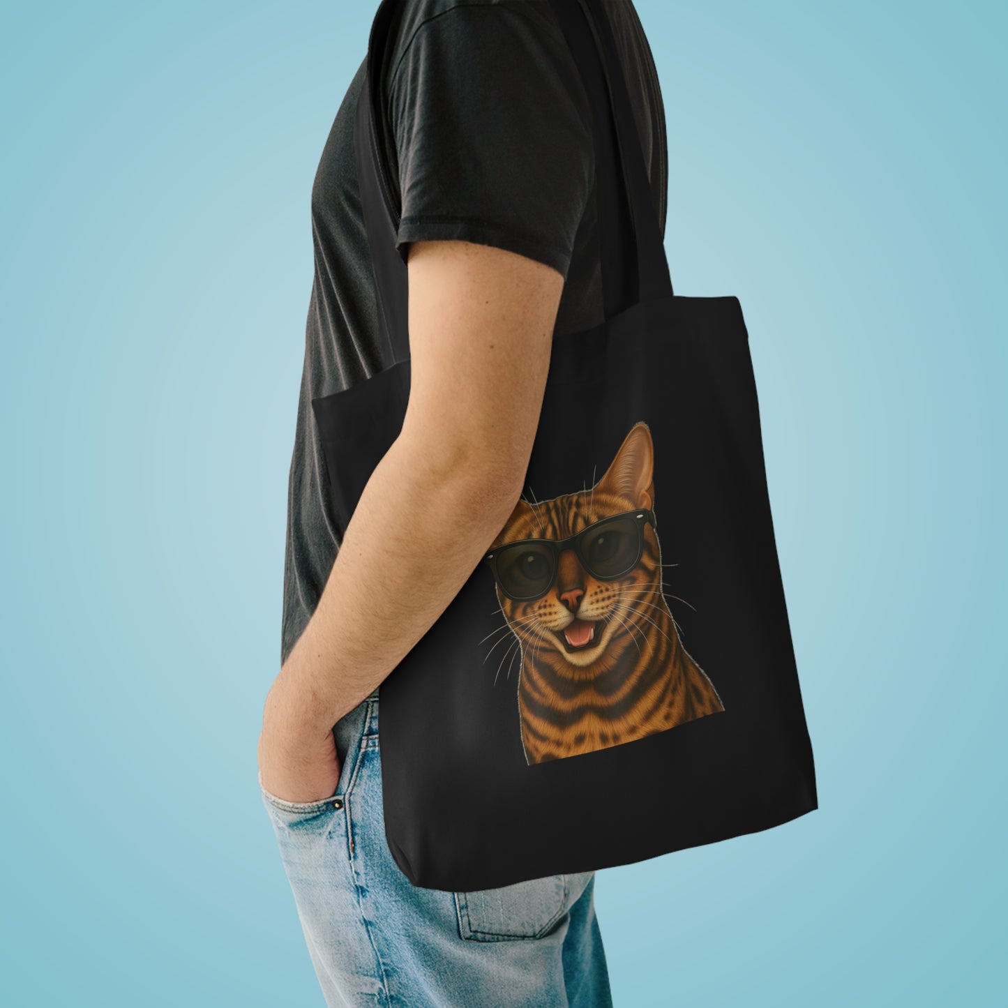 Bengal Cat Wearing Sunglasses Cotton Tote Bag