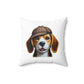 Beagle Wearing a Deerstalker Hat - Throw Pillow