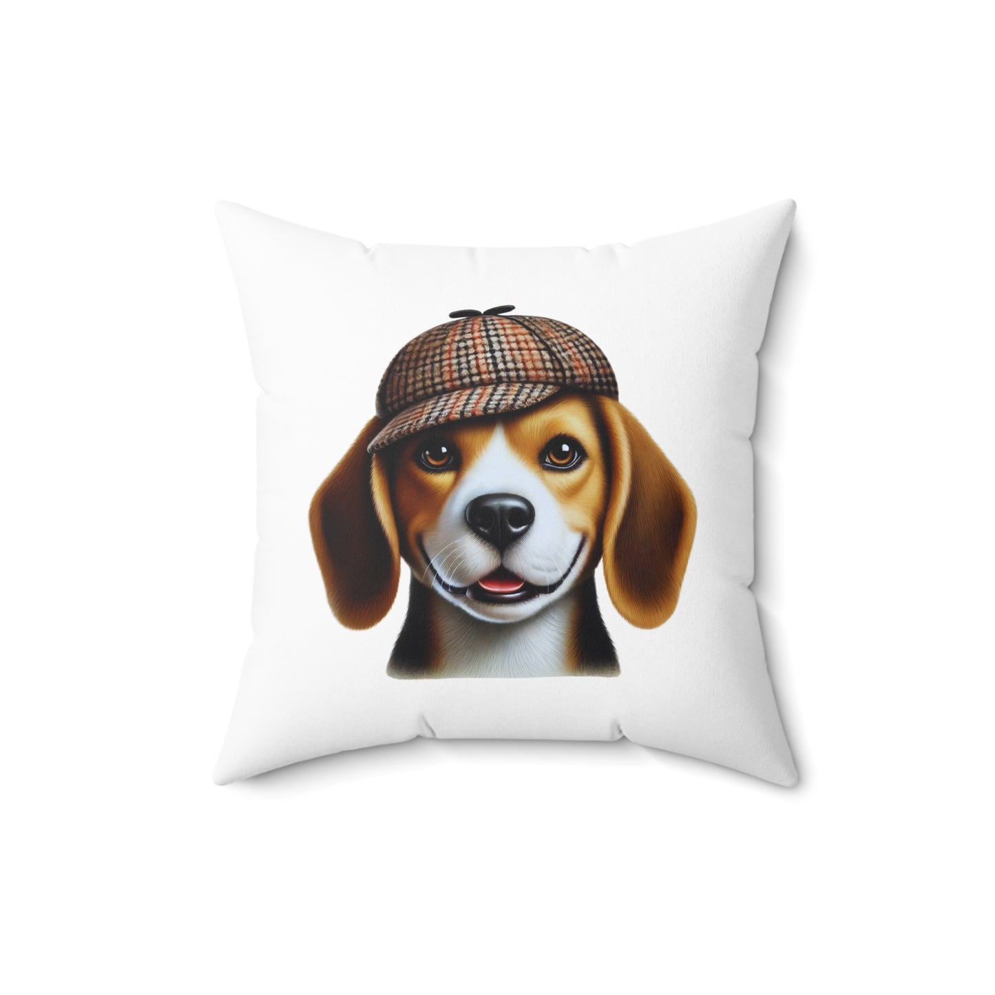 Beagle Wearing a Deerstalker Hat - Throw Pillow