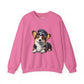 Cute Corgi Wearing A Train Conductors Hat- Adult Crewneck Sweatshirt - Too Cute Pets