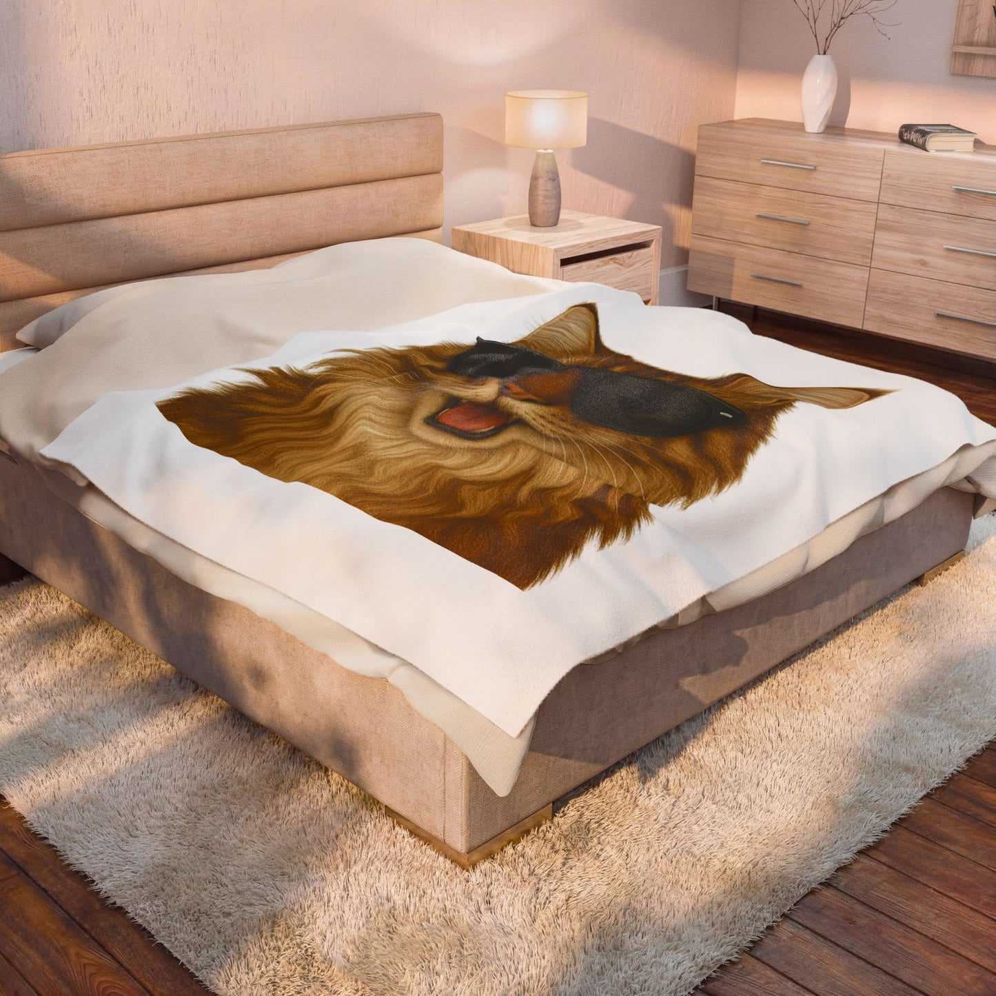 Maine Coon Wearing Sunglasses - Sherpa Blanket