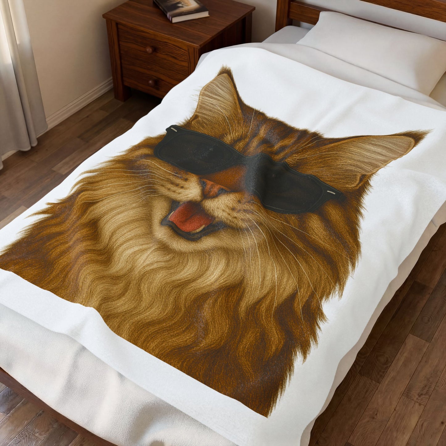 Maine Coon Wearing Sunglasses - Sherpa Blanket