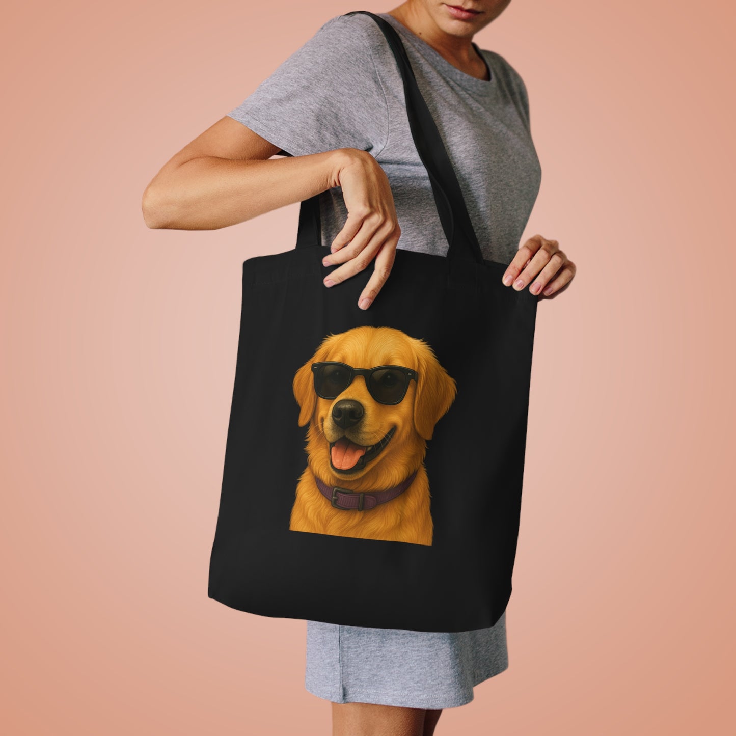 Golden Retriever Wearing Sunglasses Cotton Tote Bag
