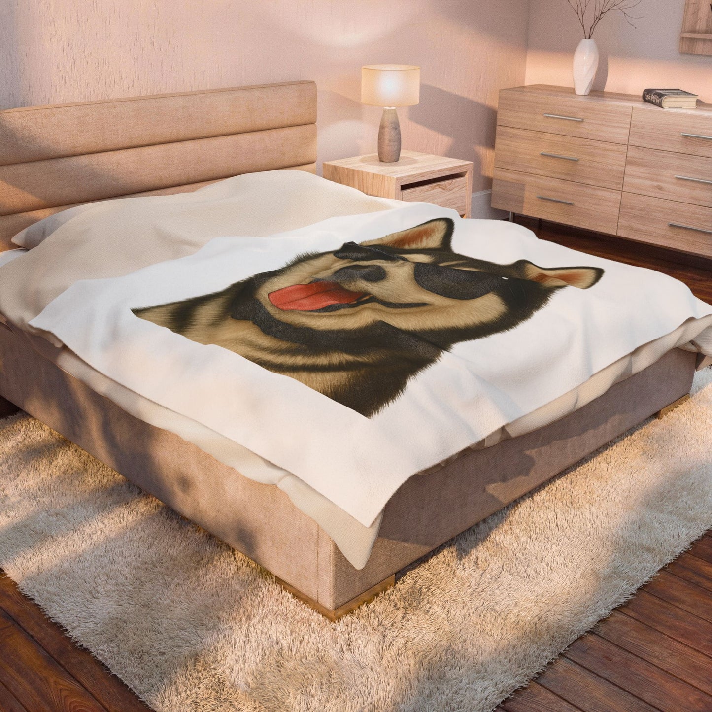 Siberian Husky Wearing Sunglasses - Sherpa Blanket