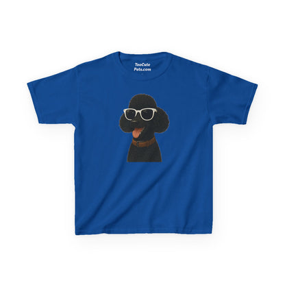Black Poodle Wearing Sunglasses - Kids Tee