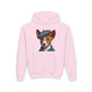 Basenji Pup With Tweed Flat Cap Youth Hooded Sweatshirt - Too Cute Pets