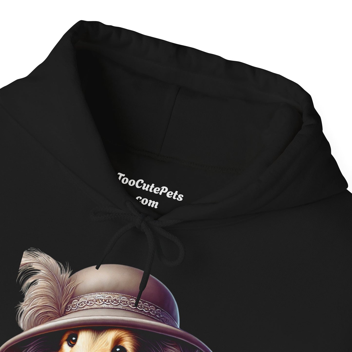 Collie Wearing Cloche Hat - Adult Hoodie - Too Cute Pets