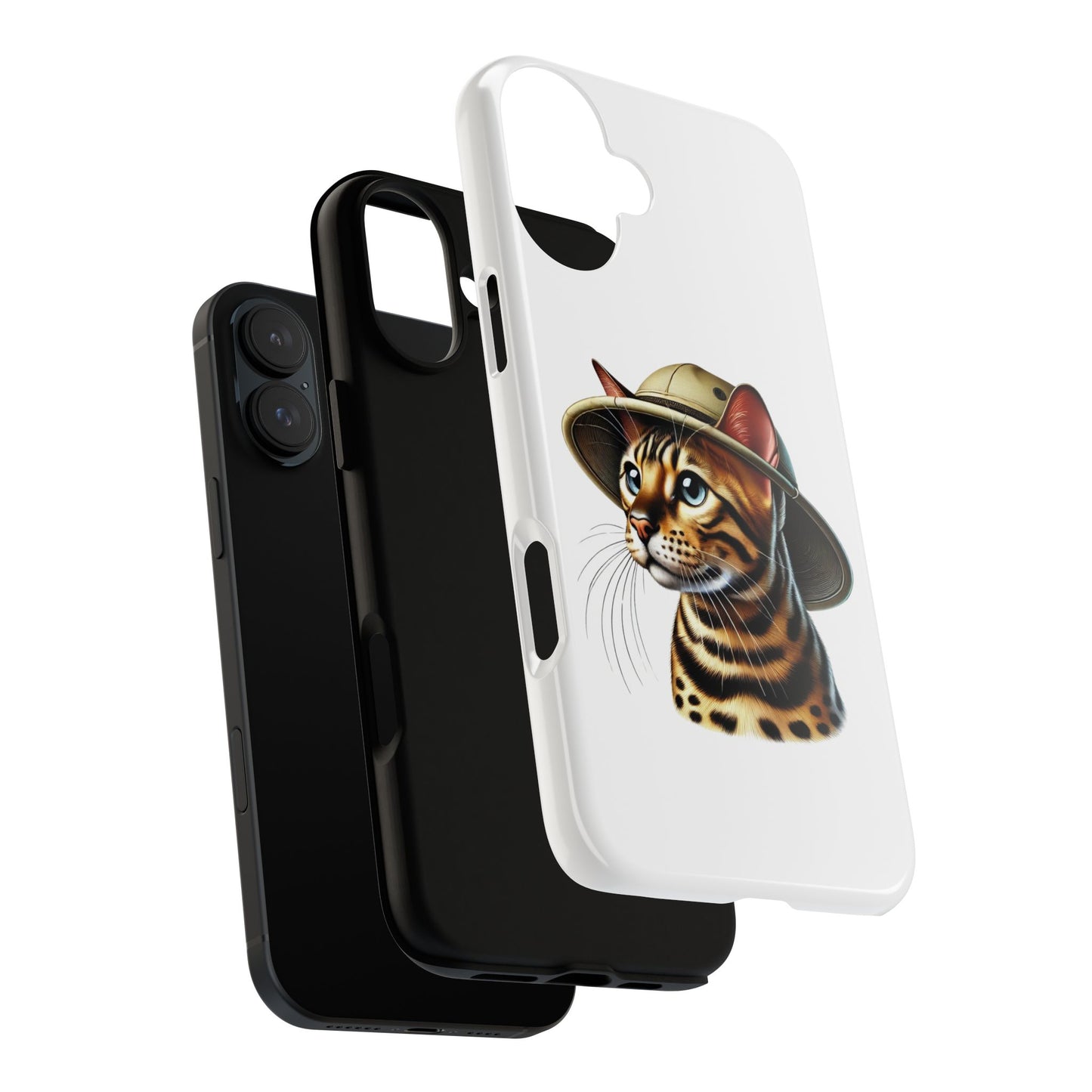 Bengal Cat Wearing a Safari Hat - Tough Phone Case