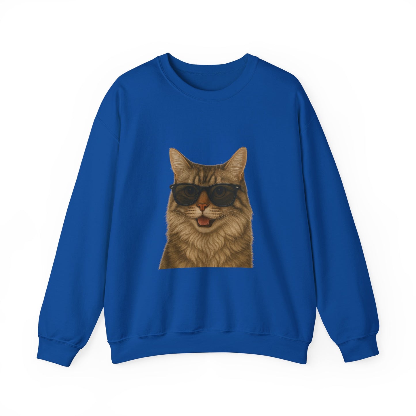 Siberian Cat Wearing Sunglasses - Adult Crewneck Sweatshirt