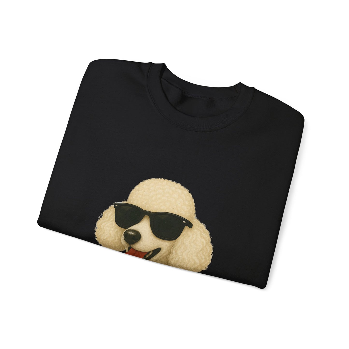 White Poodle Wearing Sunglasses - Adult Crewneck Sweatshirt