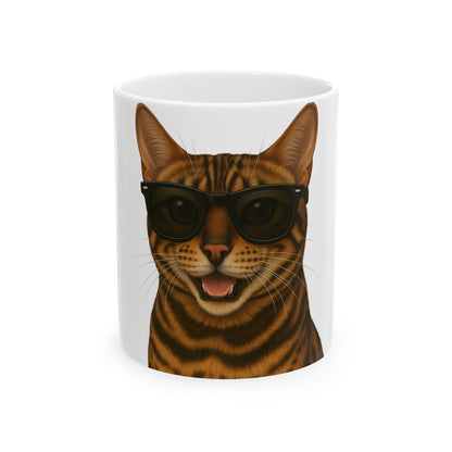 Bengal Cat Wearing Sunglasses Ceramic Mug