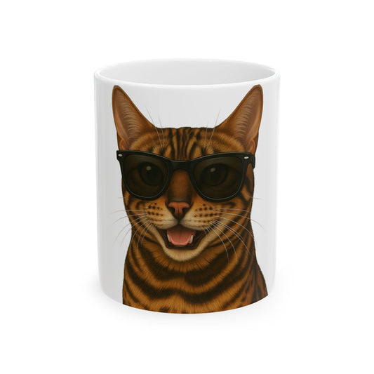 Bengal Cat Wearing Sunglasses Ceramic Mug