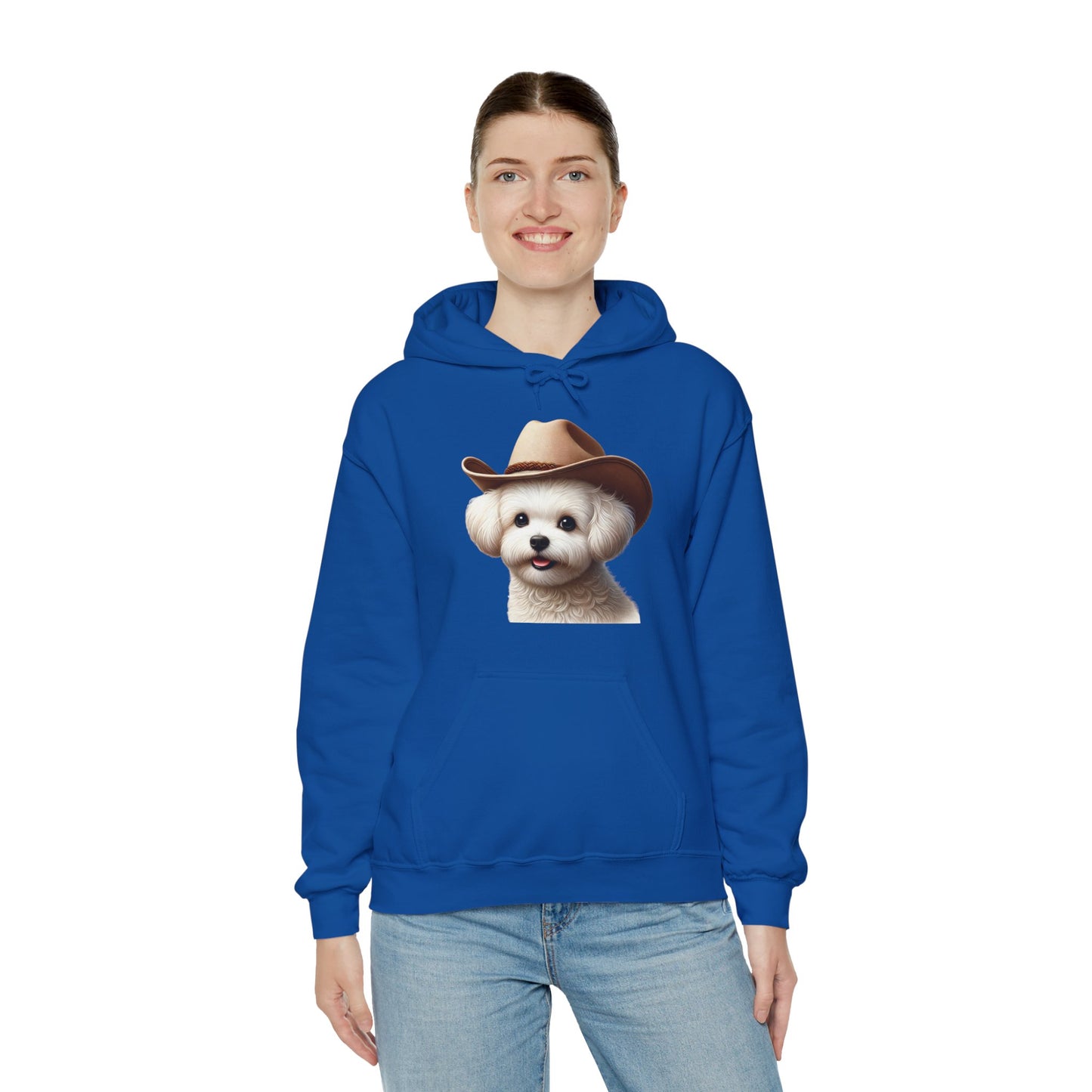 Cute Maltese Wearing A Cowgirl Hat - Adult Hoodie - Too Cute Pets