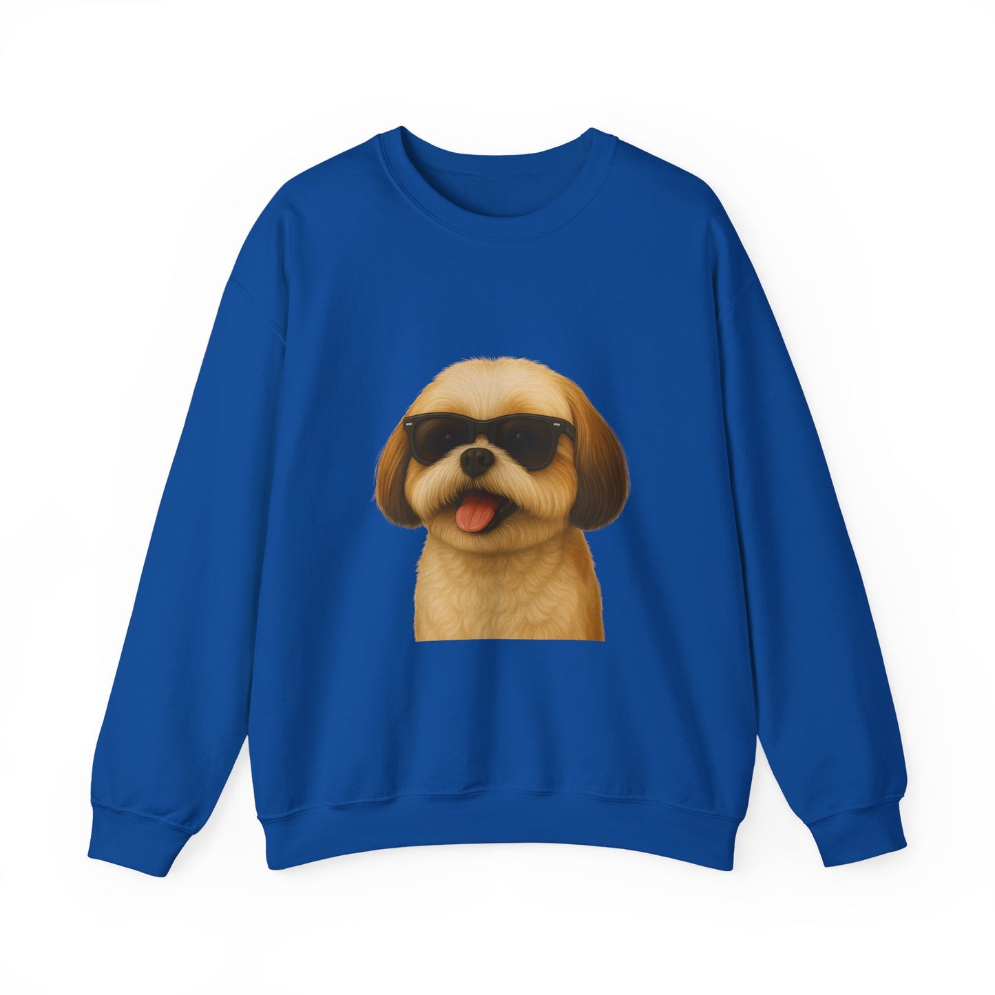Shih Tzu Wearing Sunglasses - Adult Crewneck Sweatshirt