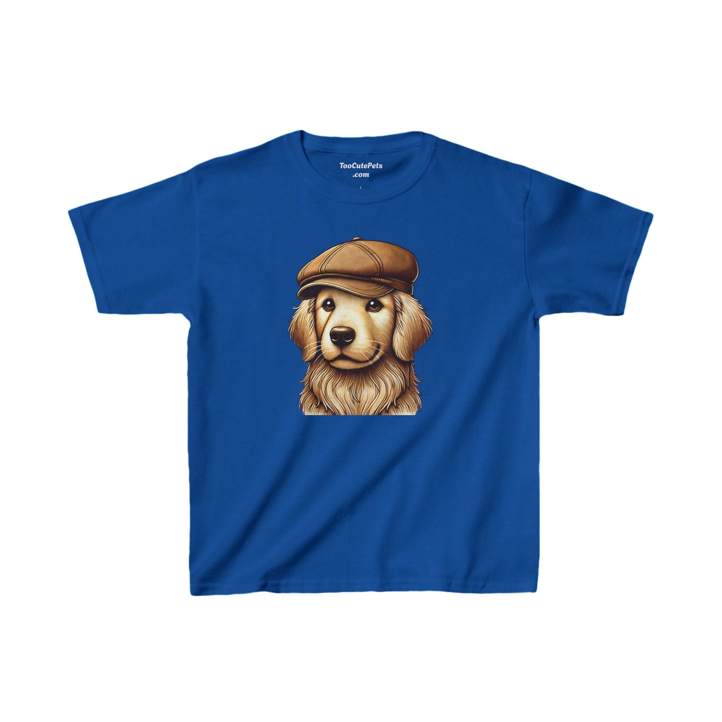 Golden Retriever With Newsboy Hat - Youth T-Shirt  - Too Cute Pets