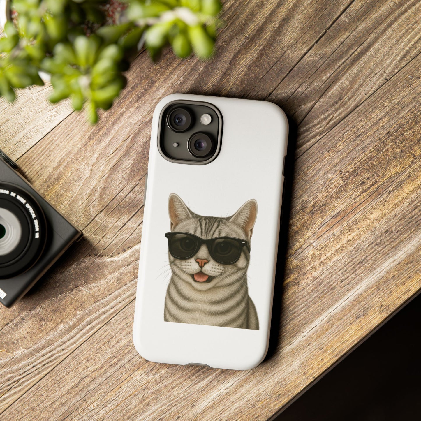 American Shorthair Silver Tabby Wearing Sunglasses - Tough Phone Case