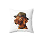Vizsla Wearing a Campaign Hat - Throw Pillow