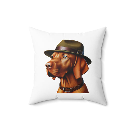 Vizsla Wearing a Campaign Hat - Throw Pillow