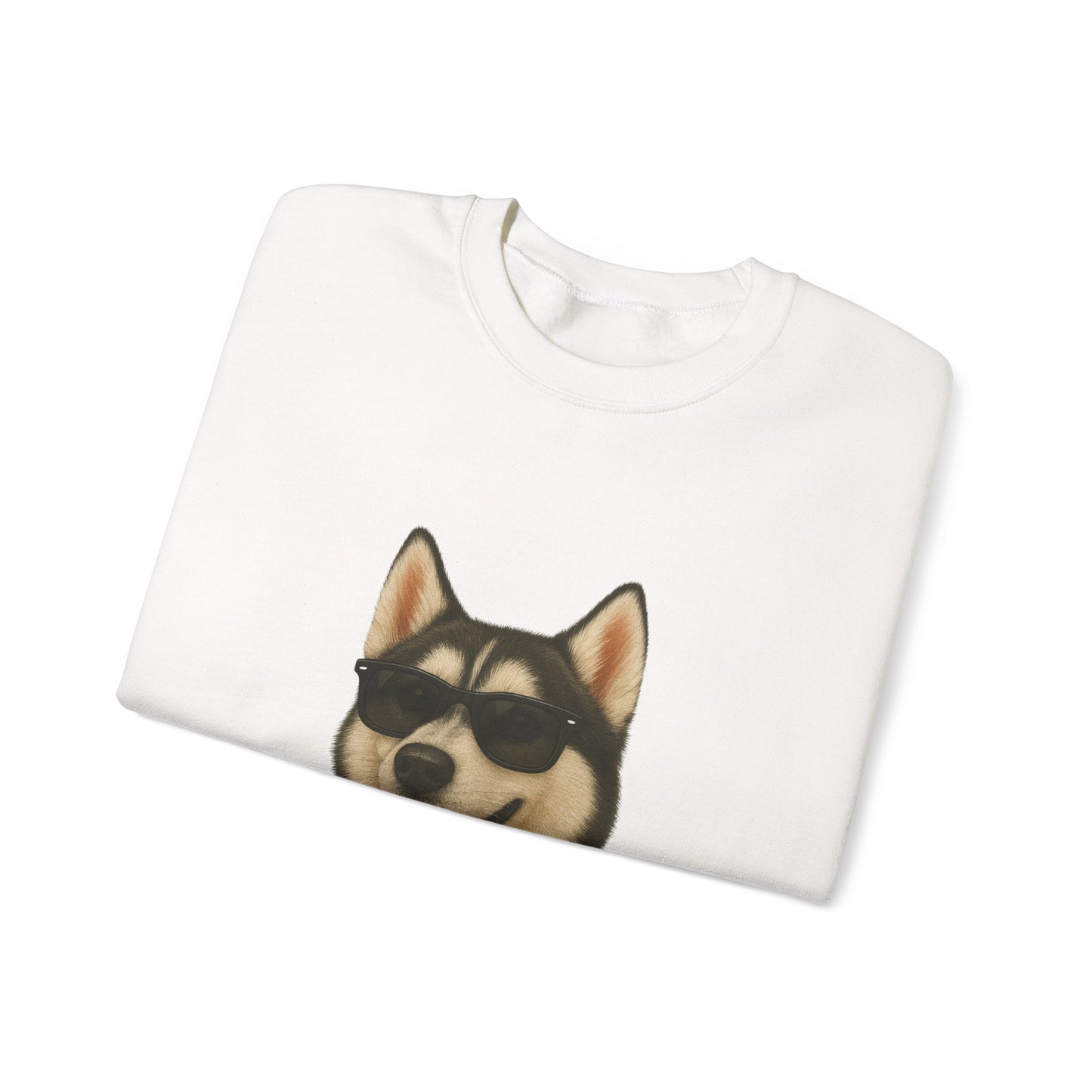 Siberian Husky Wearing Sunglasses - Adult Crewneck Sweatshirt