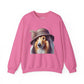 Collie Wearing Cloche Hat - Adult Crewneck Sweatshirt - Too Cute Pets