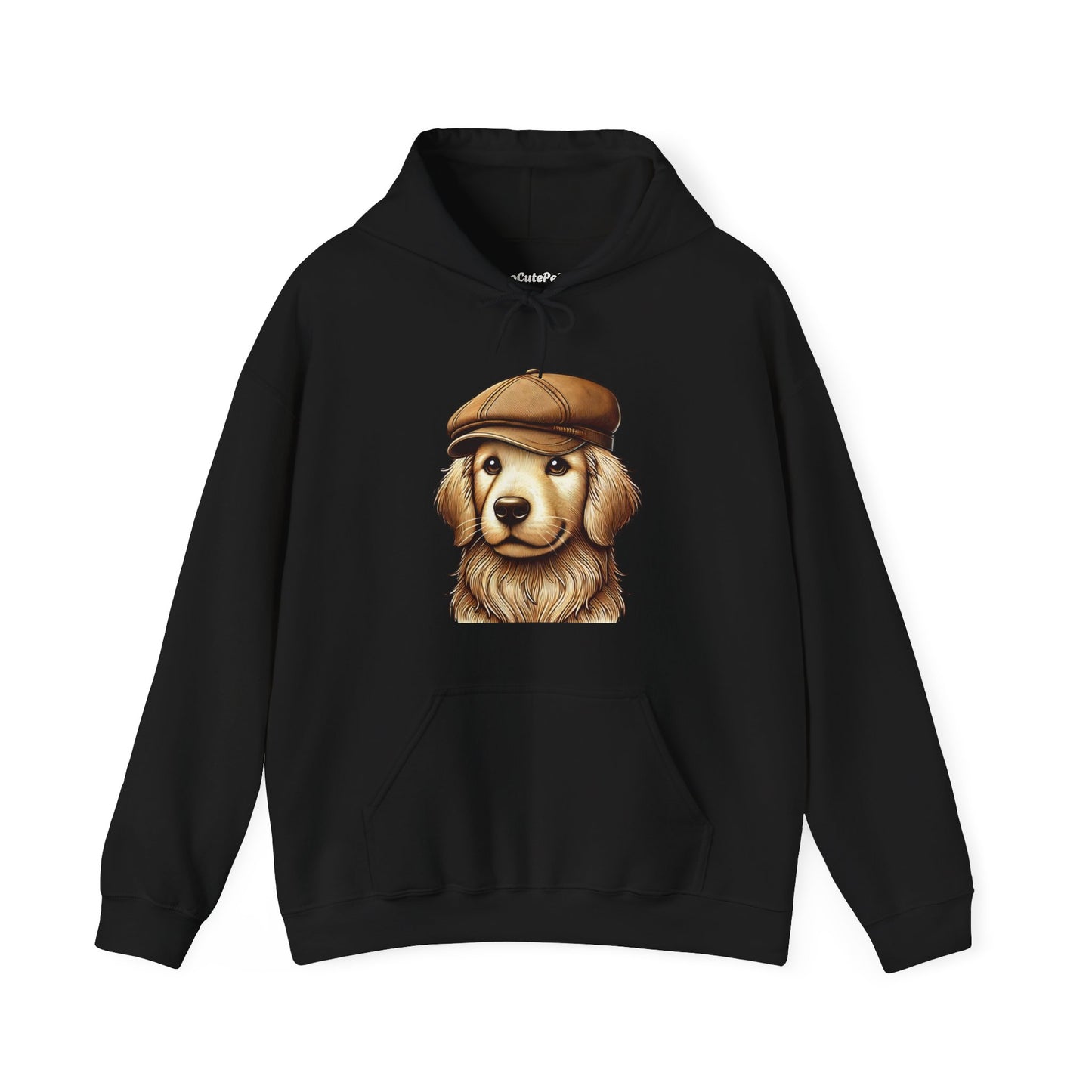 Golden Retriever Wearing Newsboy Hat - Adult Hoodie - Too Cute Pets