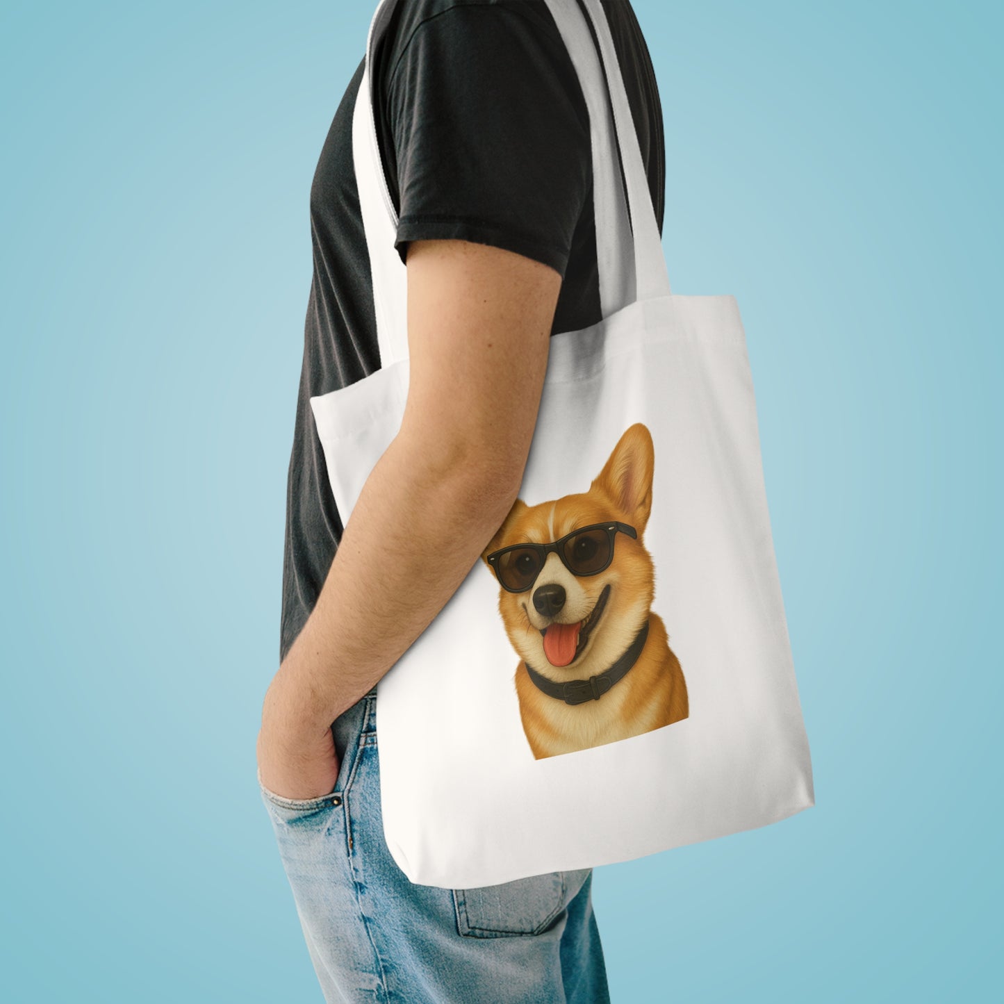 Corgi Wearing Sunglasses Cotton Tote Bag