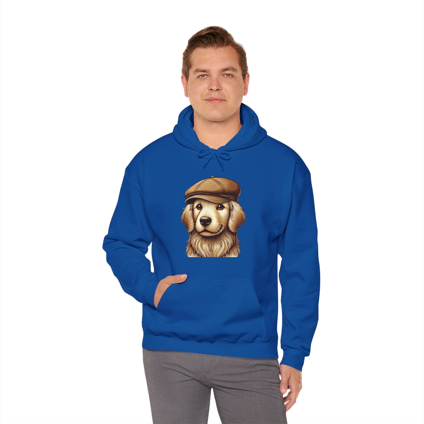 Golden Retriever Wearing Newsboy Hat - Adult Hoodie - Too Cute Pets