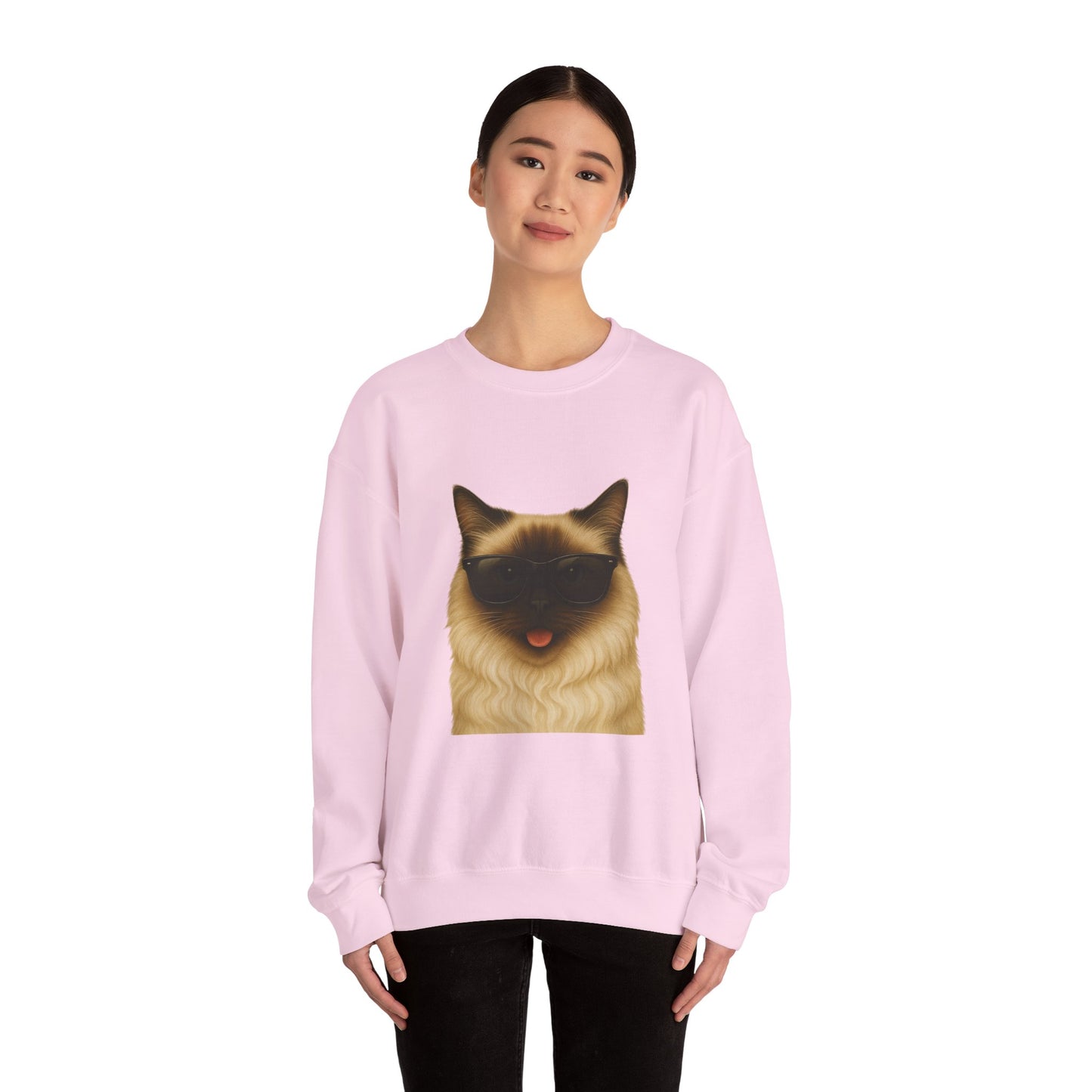Ragdoll Cat Wearing Sunglasses - Adult Crewneck Sweatshirt